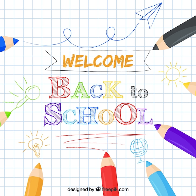Free vector back to school background with colorful pencils