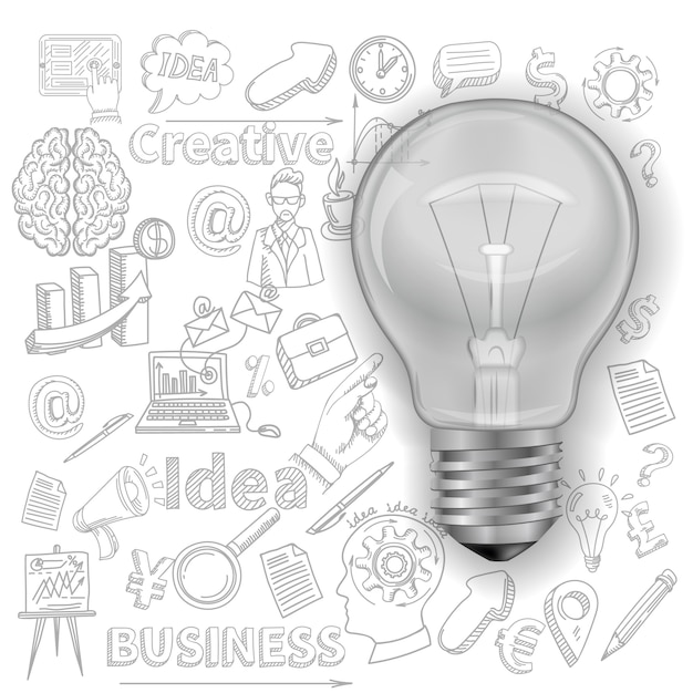 Free vector creative drawigns with lightbulb