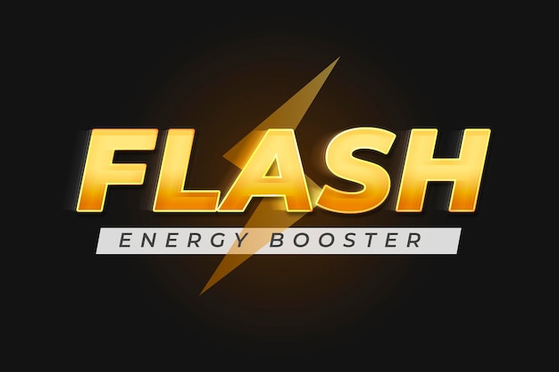 Free PSD editable logo mockup psd yellow text effect, flash energy booster words