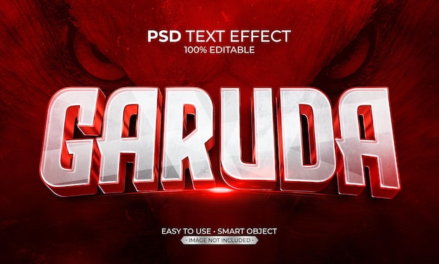 PSD garuda red metallic text effect