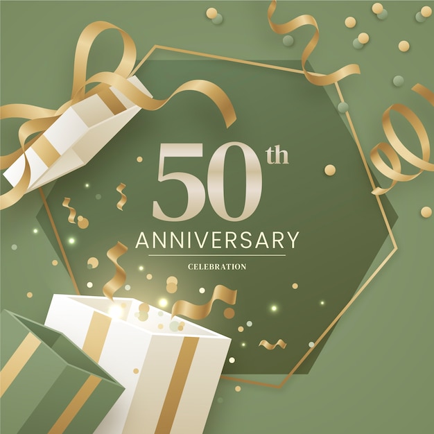 Free vector gradient 50th anniversary card