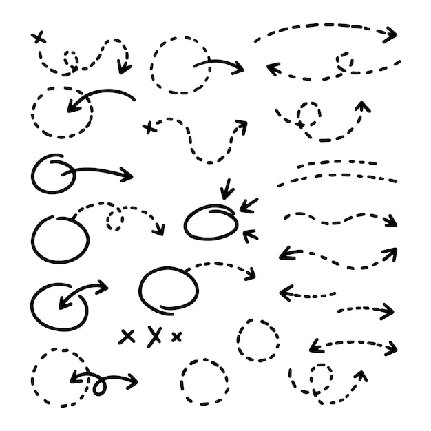 Free vector hand drawn dotted circles and arrows collection