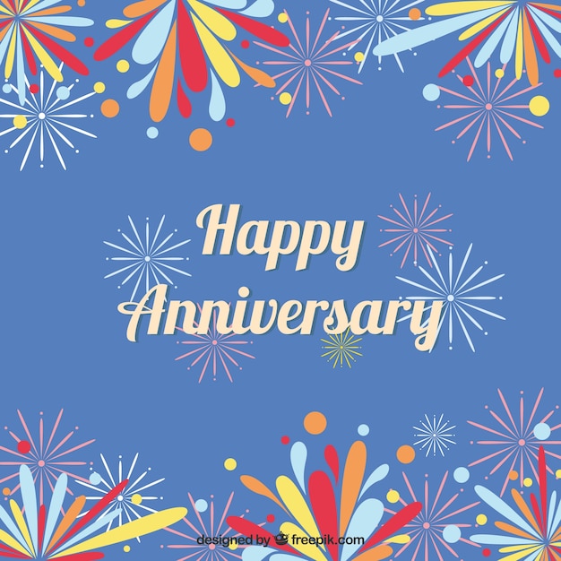 Free vector happy anniversary background with colorful sparks