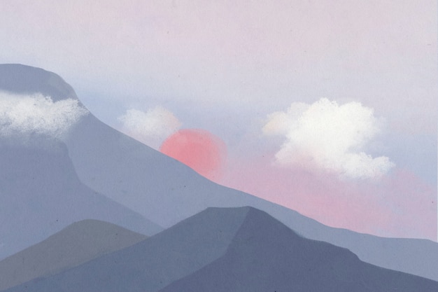 Free photo landscape background of mountains with sunset illustration