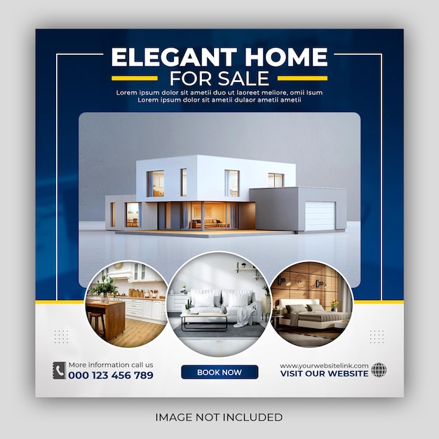Free PSD real estate house property instagram post or square web banner  template