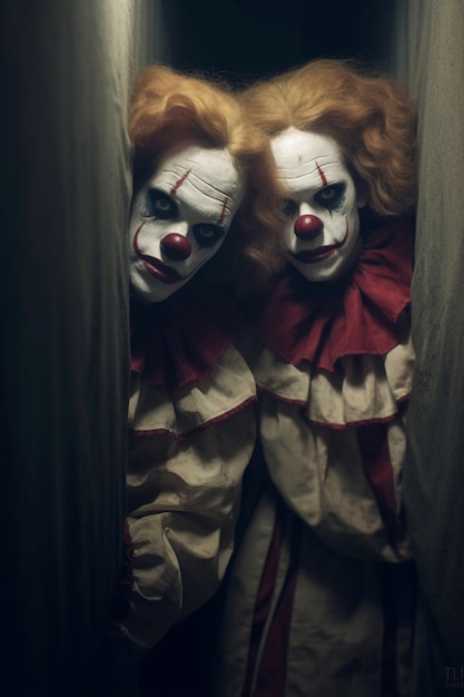 Sight of terrifying pair of clowns